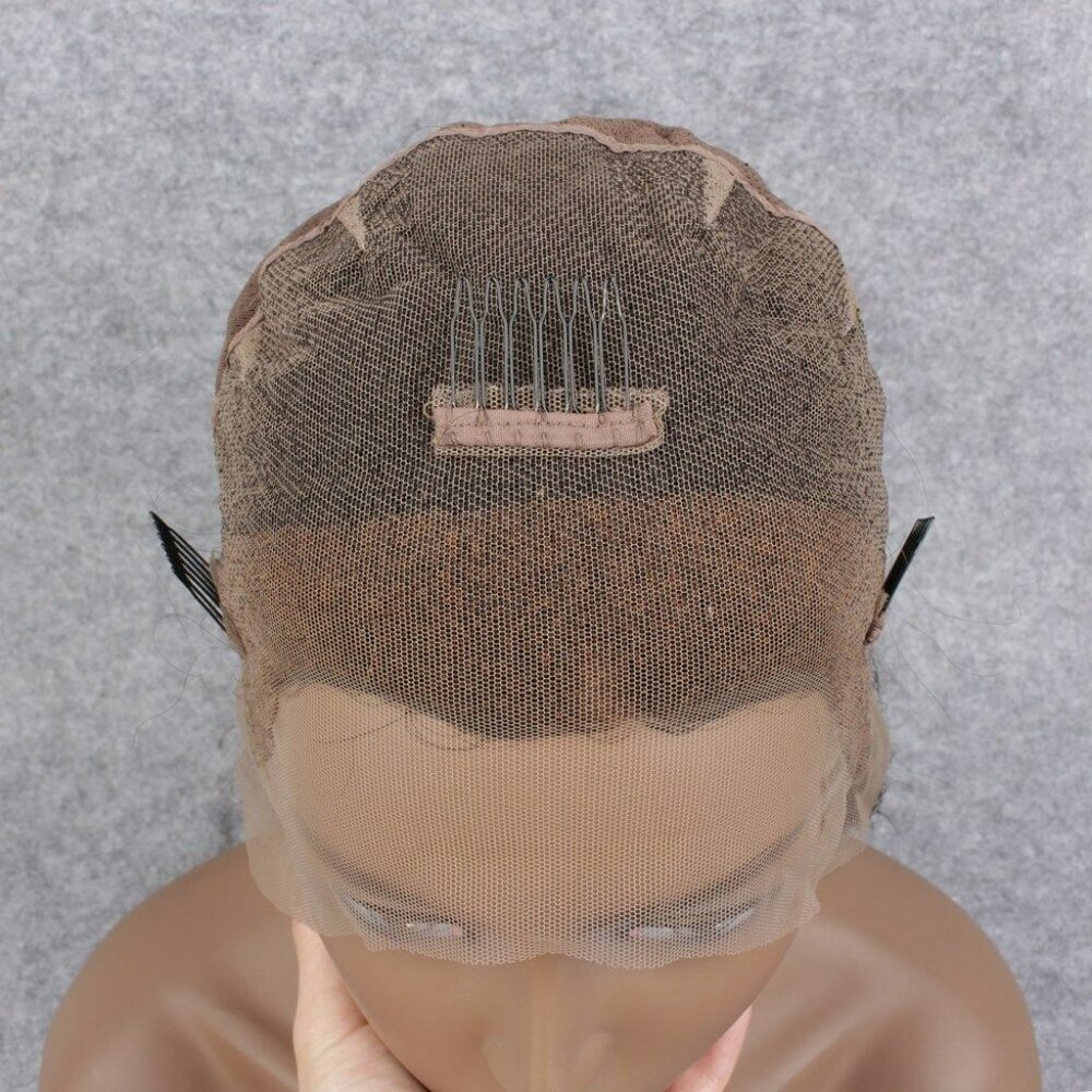 100% Human Hair FULL Lace Wig w/Bangs, 20" inches - Picture 6 of 8